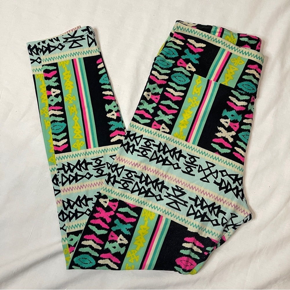 3/$15 LULA ROE Colorful Neon Geometric Print Leggings,‎ TC
